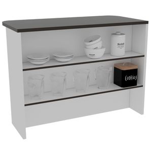Barra de Cocina Diamante, Wengue y Blanco con dos entrepaños