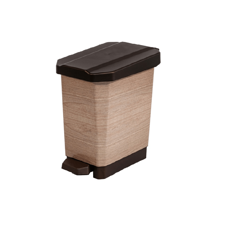 Cabilock Basurero de madera de grano de madera, papelera redonda de  plástico, papelera rústica estilo granja, papelera con anillo de prensado
