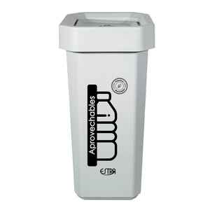 Caneca-Papelera Ecobins Vaiven 26L Blanco-Reciclable Aprovechable