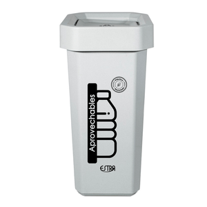 Caneca-Papelera Ecobins Vaiven 53L Blanco-Reciclable Aprovechable