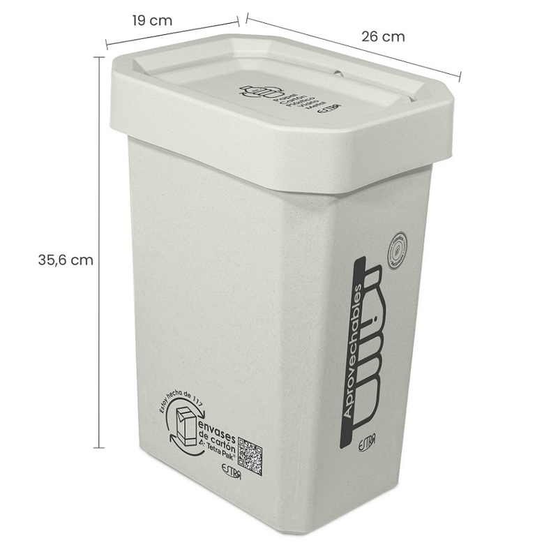 CUBO BASURA ECOLÓGICO MANZANA 2x16L. GRIS INCLUYE SET DE MECANIZACION A LA  PUERTA - Verdu Store