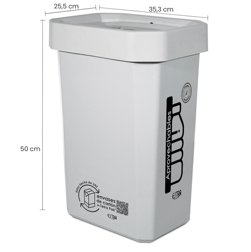 Caneca Papelera Ecobins Vaiven 26l Blanco Reciclable Aprovechable Tienda Online Estra 9517