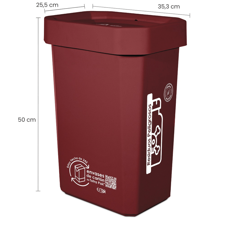 Caneca Papelera Ecobins Vaiven 26l Rojo Residuos Peligrosos Tienda Online Estra 5999