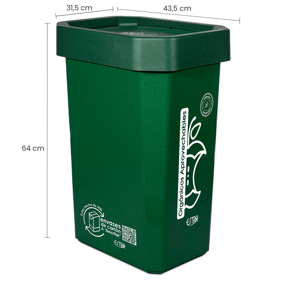 Caneca Papelera Ecobins Vaiven 53l Verde Orgánico Aprovechable Tienda Online Estra 9237