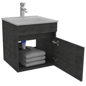 Mueble Lavamanos Bored, Gris, con espacio para ubicar objetos de aseo
