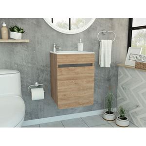 Mueble Lavamanos Aluvy, Miel y Plata oscuro, con gran capacidad de almacenamiento 40