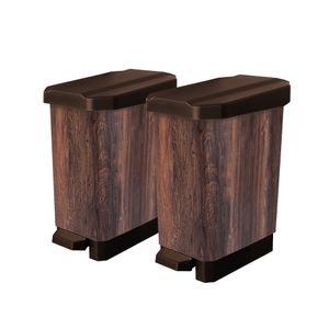 Set x 2 Canecas Papeleras Estrabins Pedal  5L Cafe IML Madera