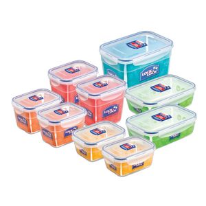 Set X9 Recipientes\550mlx2 800mlx2 1.1Lx2 2.4L 1.2Lx2 Lock and Lock