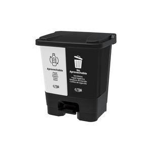 Caneca Doble Pedal Aprovechable - No Aprovechable 20L Blanco - Negro