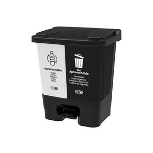 Caneca Doble Pedal Aprovechable - No Aprovechable 40L Blanco - Negro