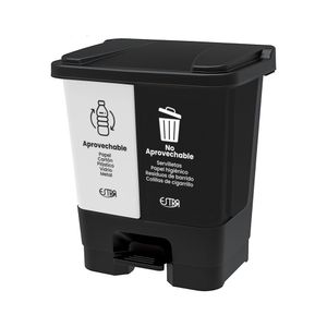 Caneca Doble Pedal Aprovechable - No Aprovechable 60L Blanco - Negro