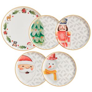 Set X 5 Platos Ceramica Navidad Corona
