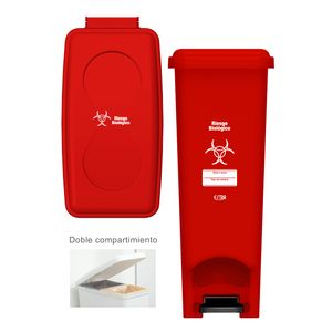 Papelera Pedal 42L Rojo Riesgo Biologico