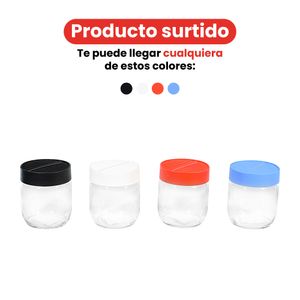 Frasco de vidrio redondo con tapa 425 ml colores surtidos