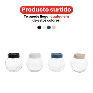 Frasco de vidrio inclinado con tapa 750 ml colores surtidos